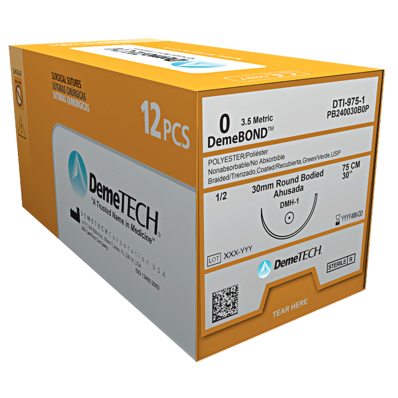 SUT POLY 3/0 TC 3/8 17 MM 75CM (12) DEM