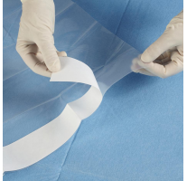 Sterile transparent drape with adhesive